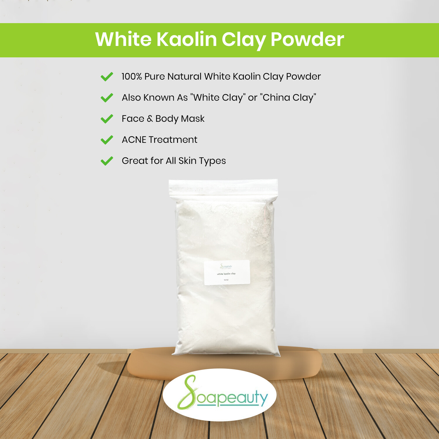 Saopeauty WHITE KAOLIN CLAY Powder Face Body Mask Cosmetic Grade 100% Natural