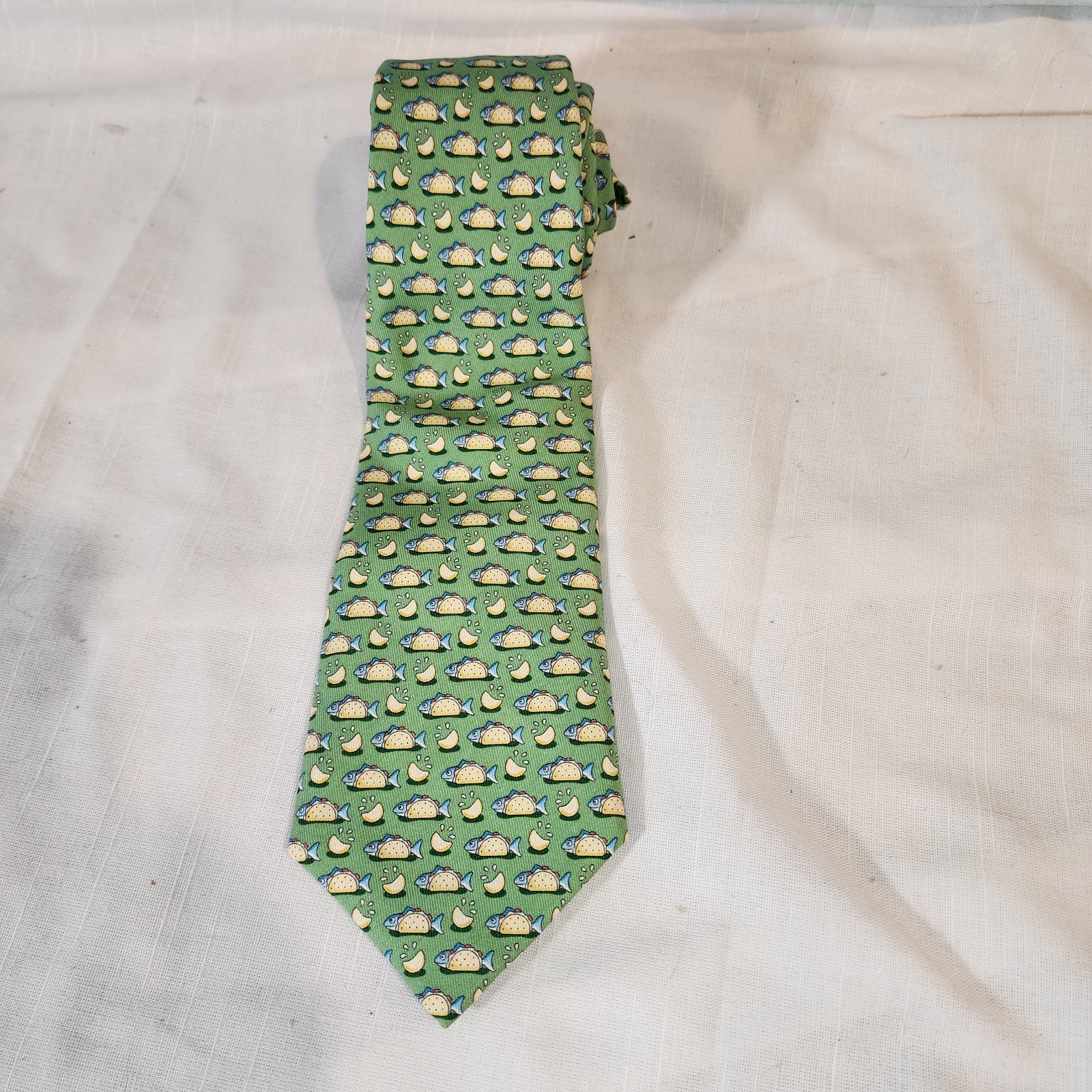 Vineyard Vines, Shep & Ian, Boy's Silk Necktie, Green, Fish Tacos, USA, Nice!