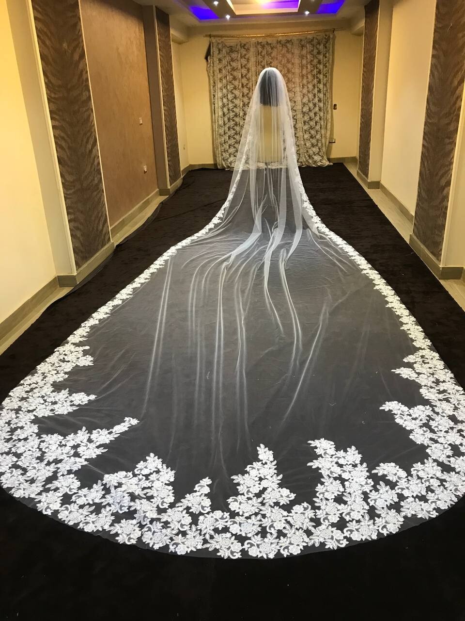 bridal veil lace edge 5 meters length 1 tier Embroidery lace veil