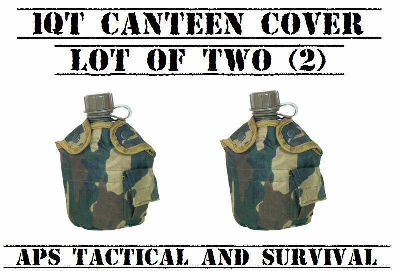NEW 2 Pack Tactical Military 1qt Canteen COVER w Alice Clips Pouch WOODLAND CAMO