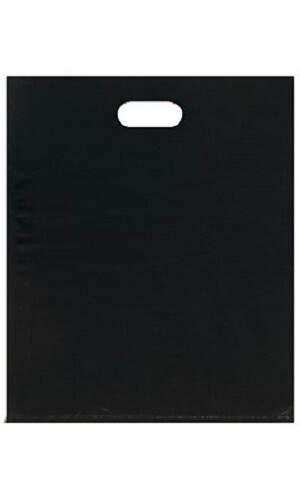 Plastic Bags 500 Black Retail Merchandise Shopping Diecut Handle 15" x 18" x 4"