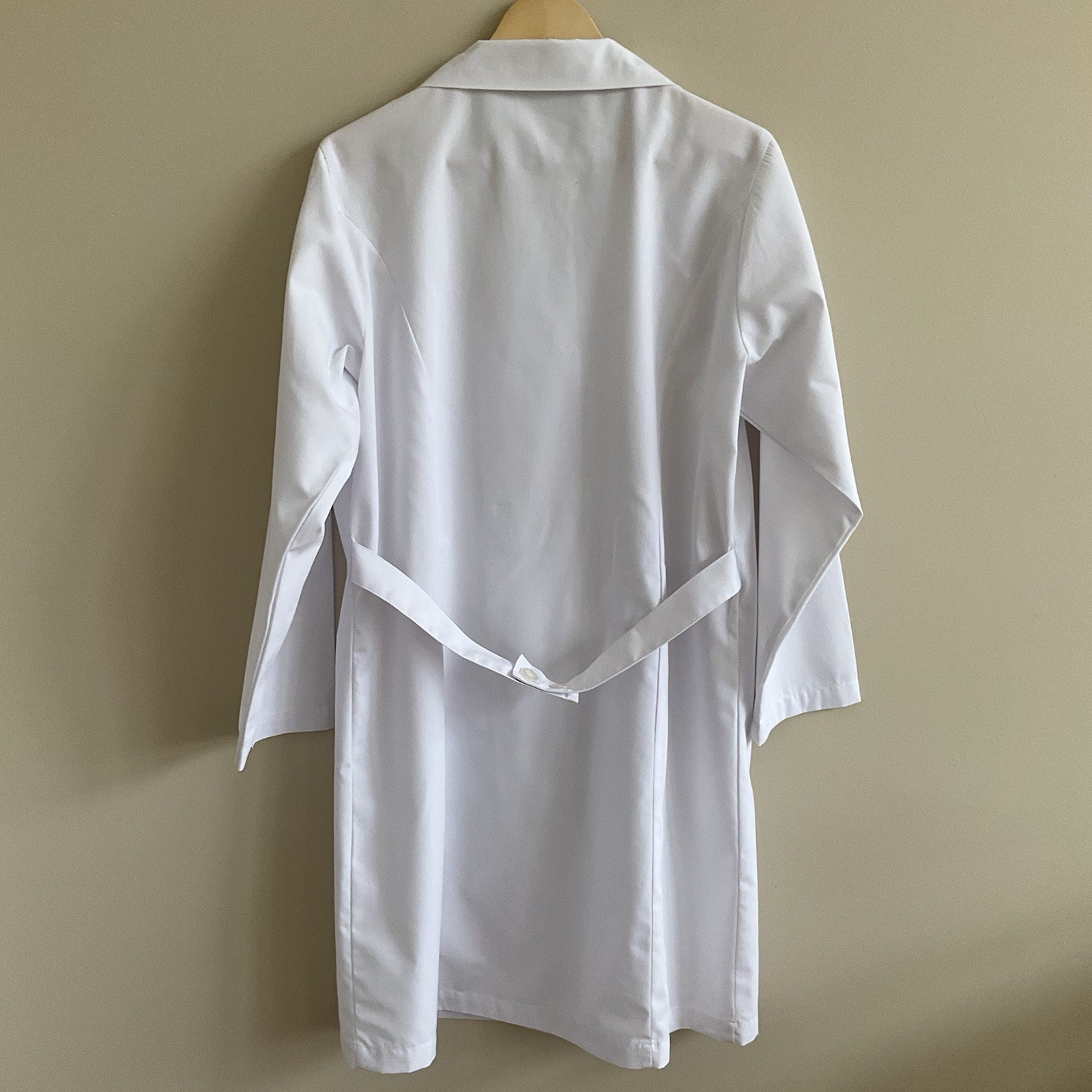 Natural Uniforms Doctor Medical Lab Coat White Long, Collared, Button-Up Size L