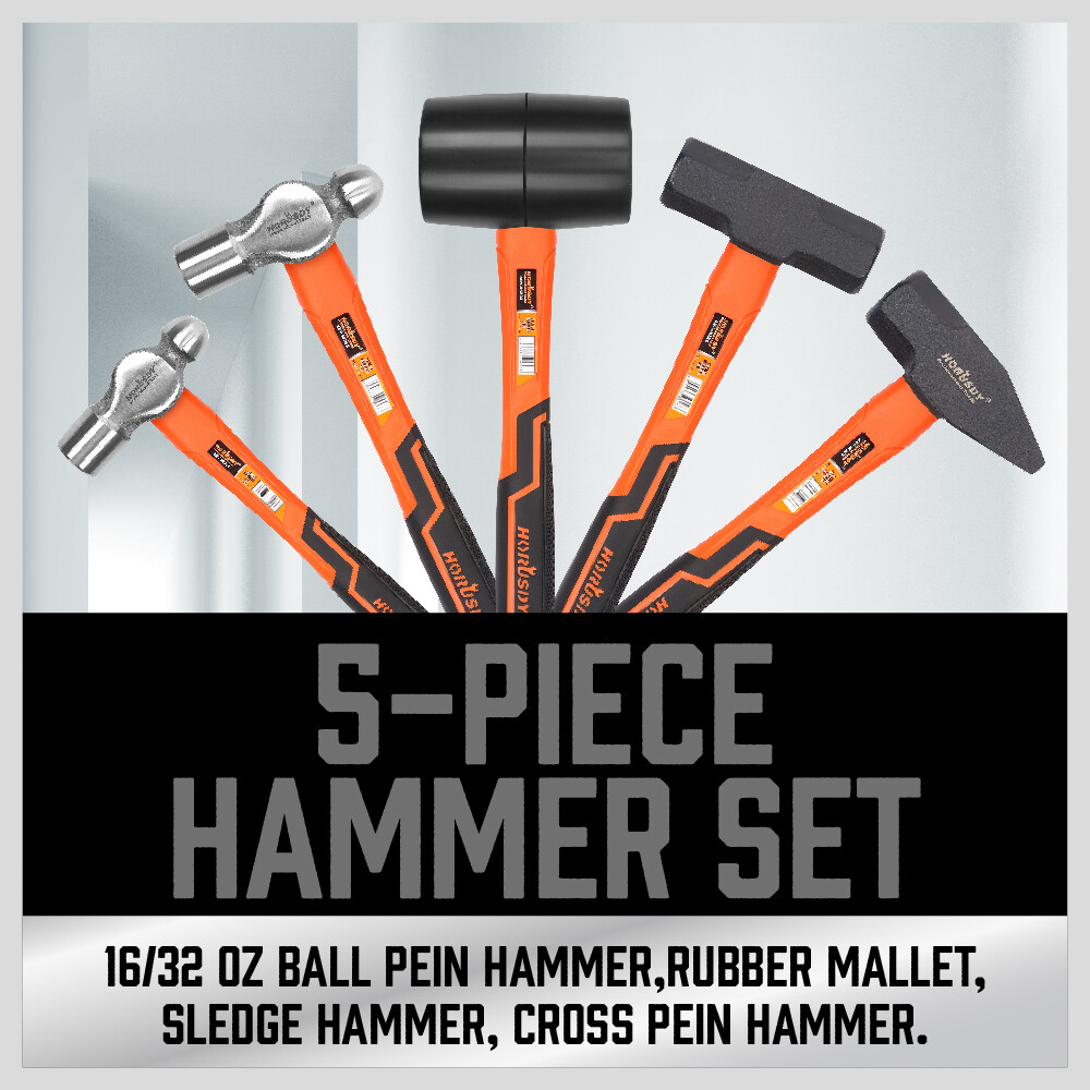 5 Piece Hammer Set Professional Blacksmith Propane Forge Tool Shop Garage Kit