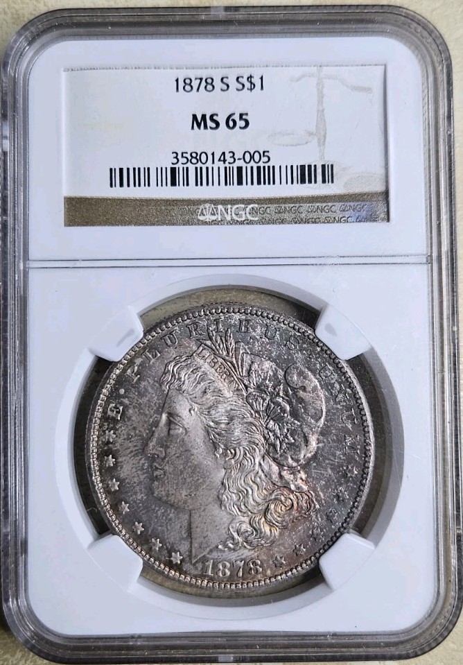 1878 S Morgan Silver Dollar NGC MS65 $1 San Francisco Gem Uncirculated BU Toned