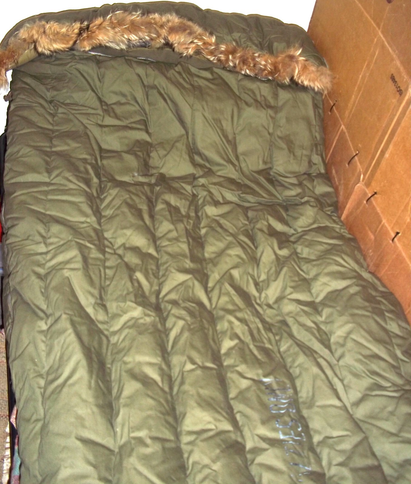 1950s Korean War US Military Casualty Sleeping Bag – Fur‑Lined – Rare Original