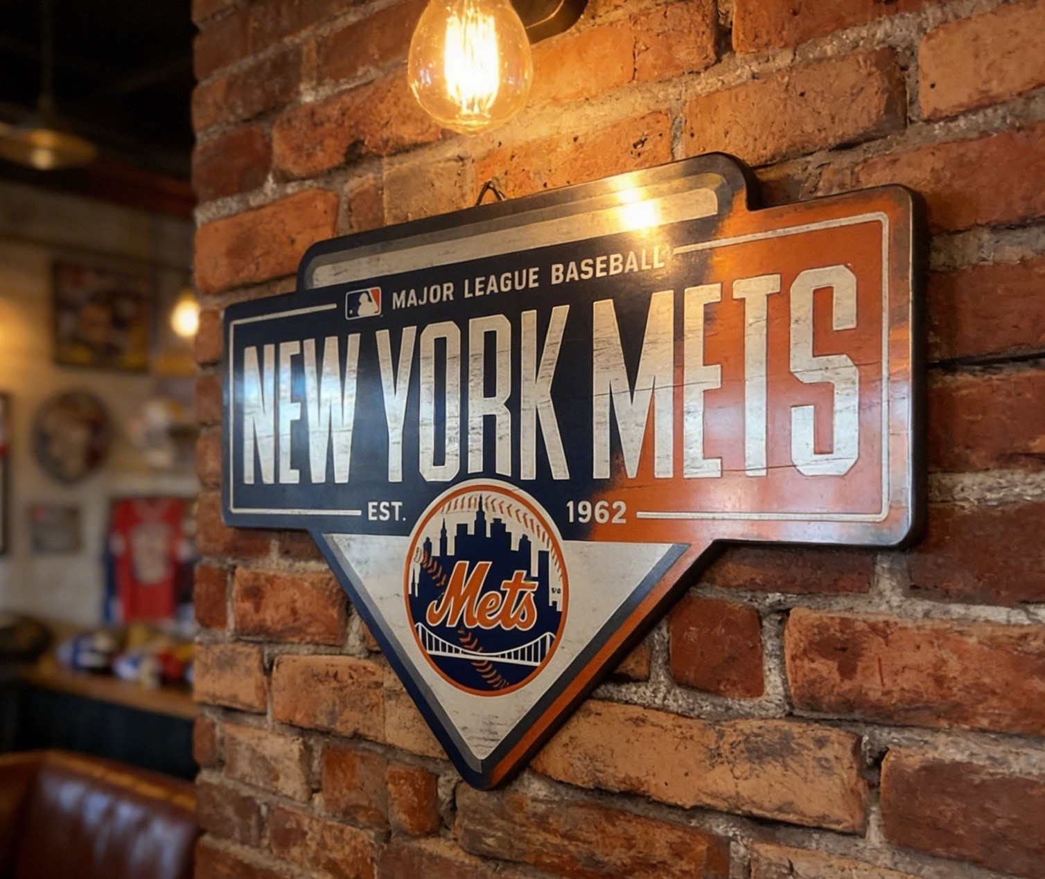 19"X14" Officially Licensed NY Mets Decorative Wall Art... Ships Free!