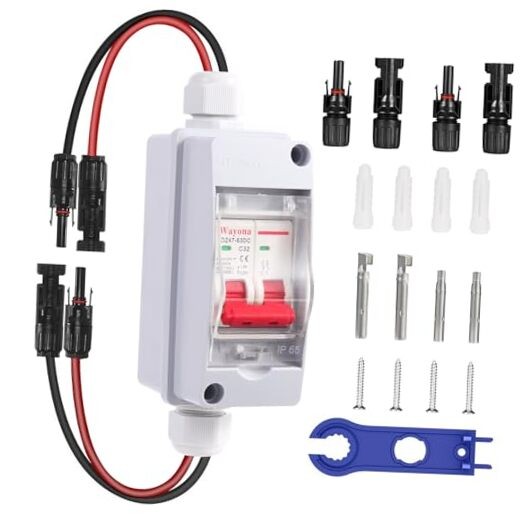 Solar Panel Disconnect Switch DC 500V Solar Circuit Breaker Box 32Amp IP65