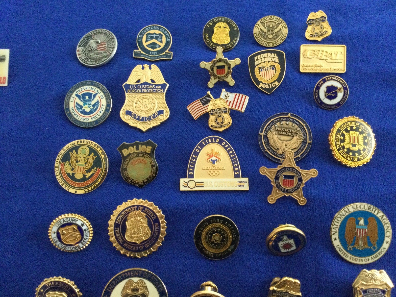 Lot of 50+ misc Law Enforcement Police Pins Badges - Federal State Local Int’l