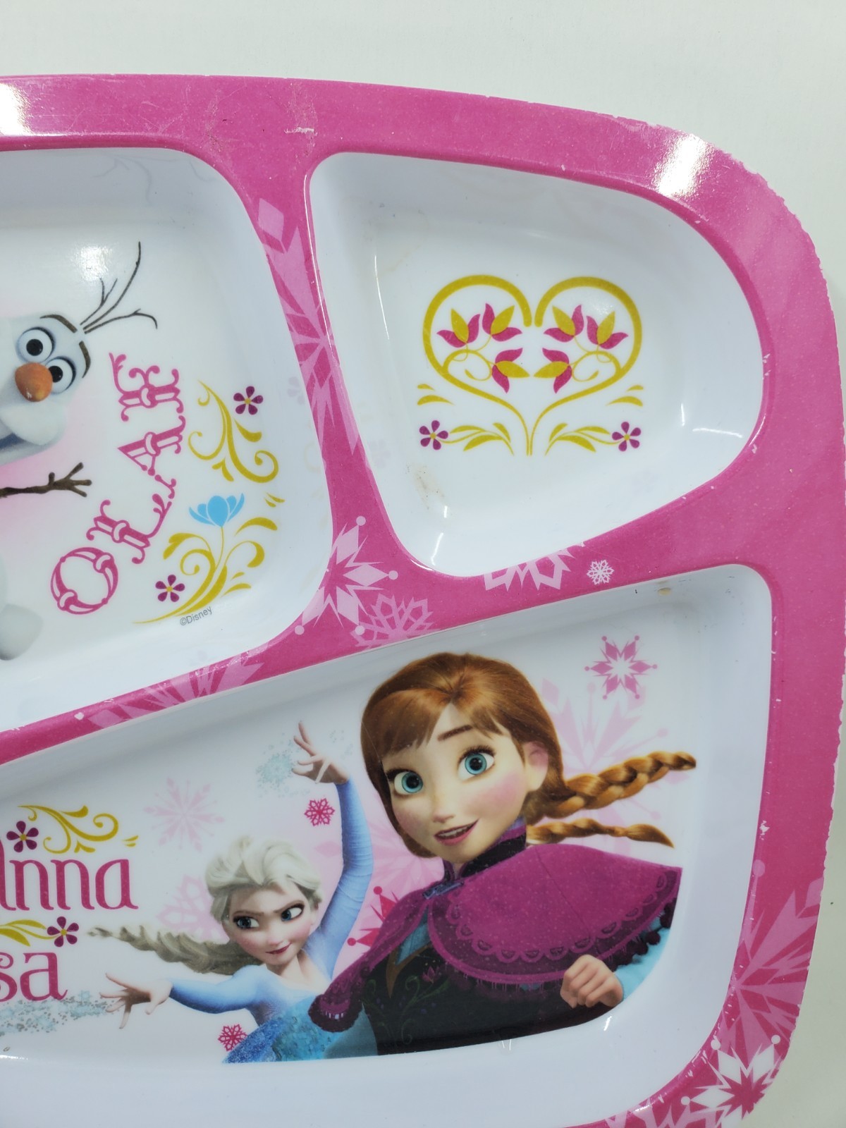 Zak! Designs Disney Frozen Anna Elsa Olaf Kids Melamine Divided Plate 9" X 8"