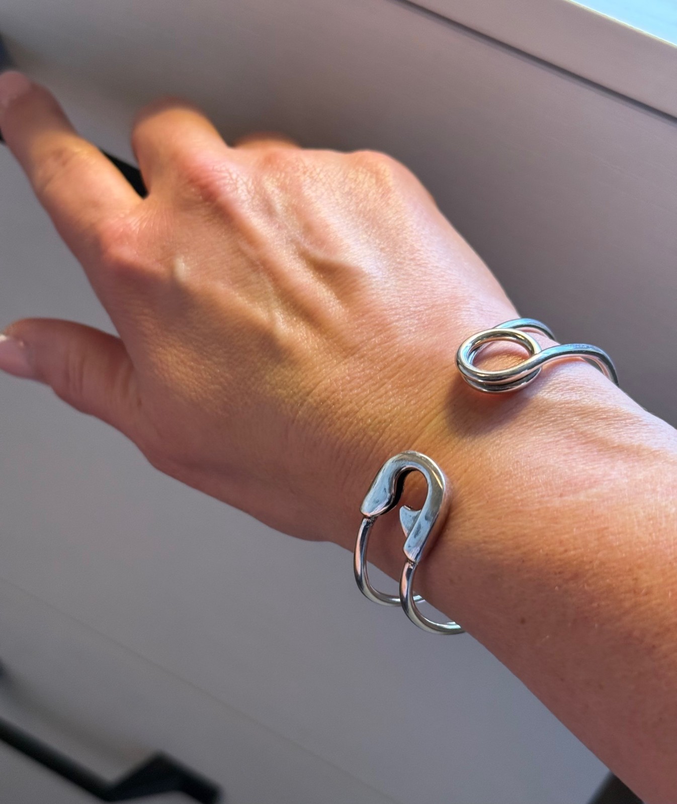 Gorgeous Safety Pin Adjustable Cuff Bracelet | 925 Sterling Silver Stamped