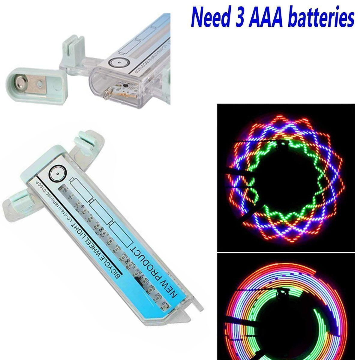 Bicycle Bike Wheel Lights Multicolor in 32 LED String Fits any Spoke Rim Tires