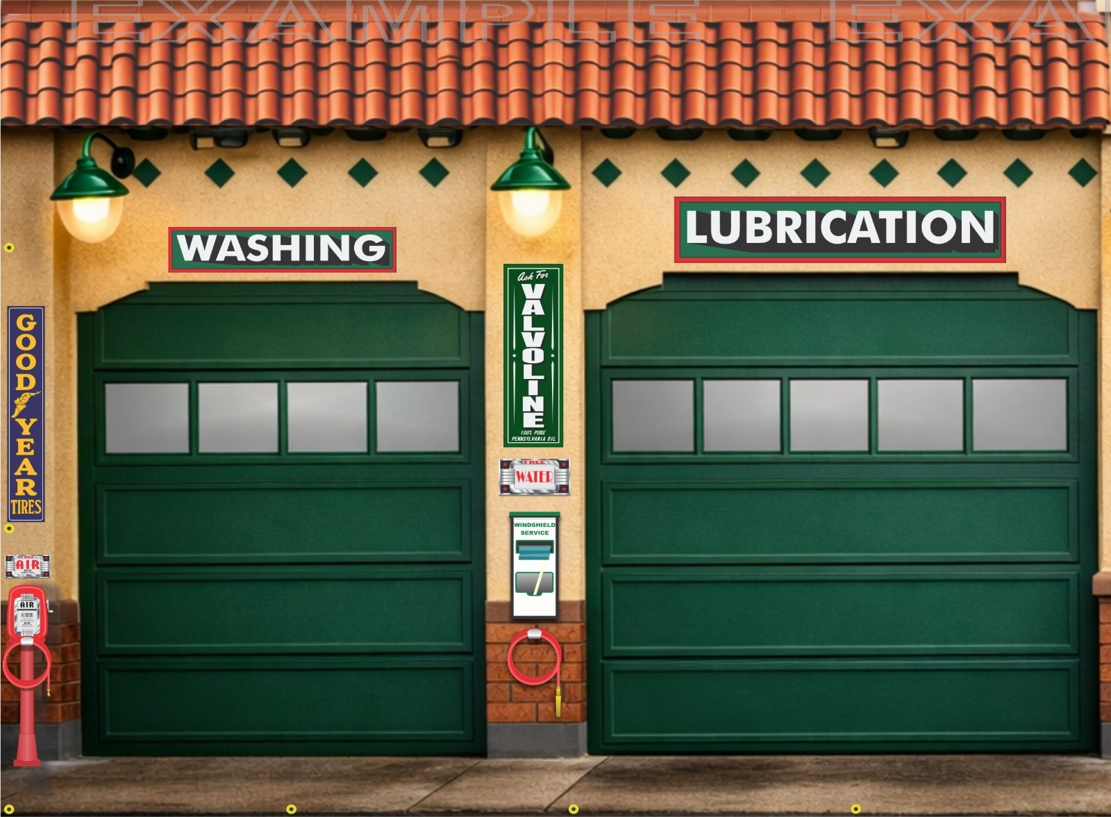 SINCLAIR HC OLD GAS PUMP STATION SCENE RENDERED VERSION WALL ART MURAL BANNER