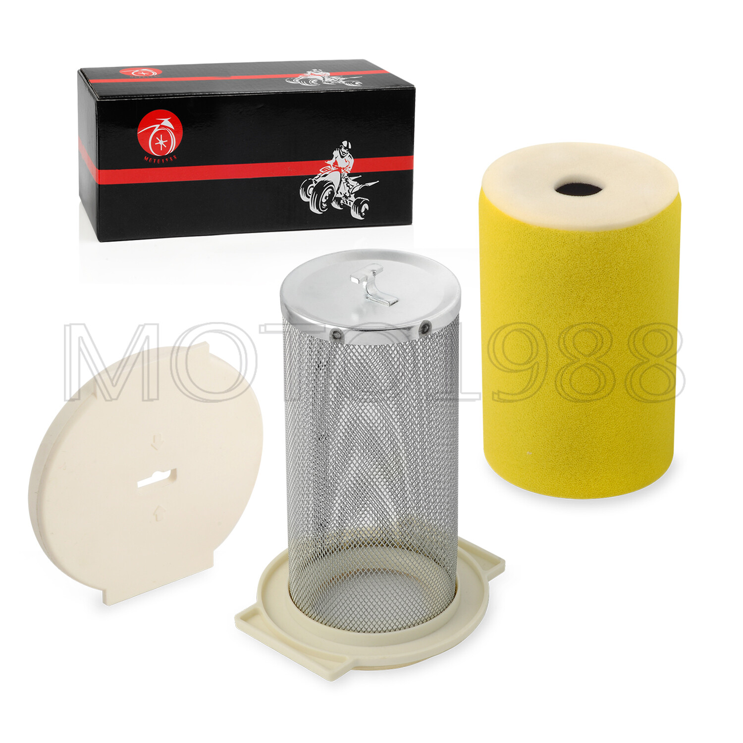 Air Filter & Guide & END CAP For Yamaha Moto-4 350 YFM350 YFM350ER 1987 - 1995