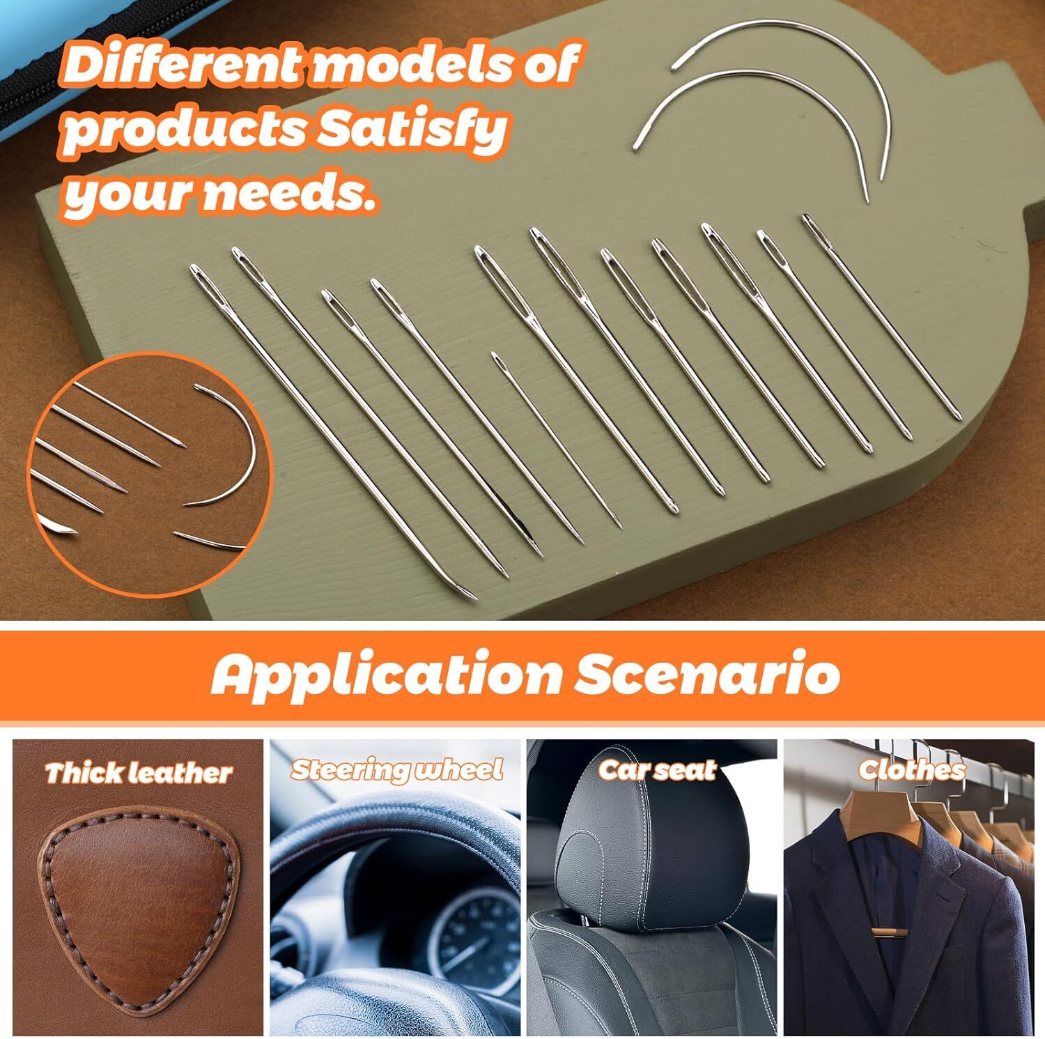 Upholstery Repair Sewing Kit Leather Hand Stitching Needles Thread Awl Tools