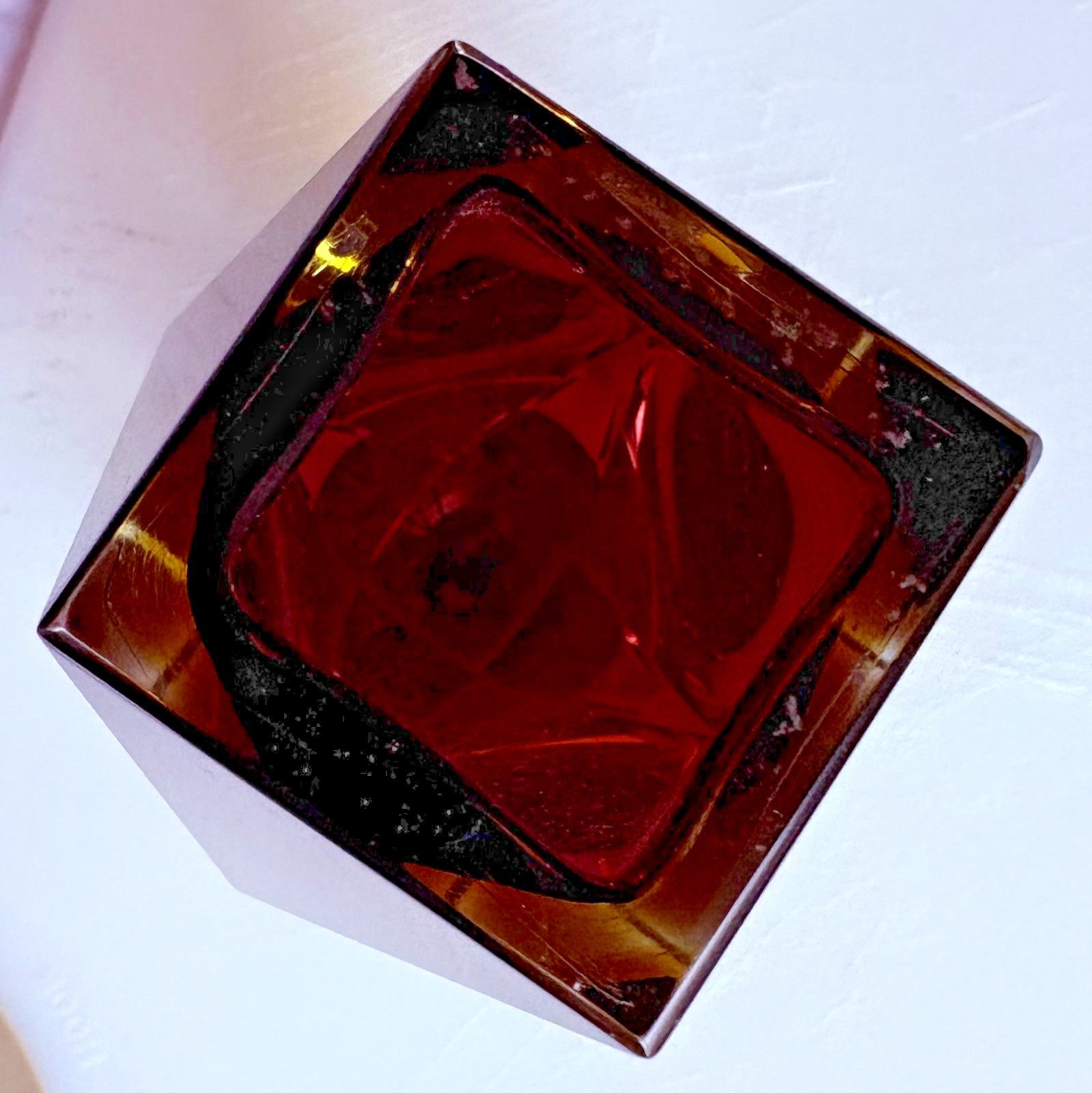 Vintage Luigi Mandruzzato Murano Art Glass Vase Faceted Gem Prism Luminous 6.5"