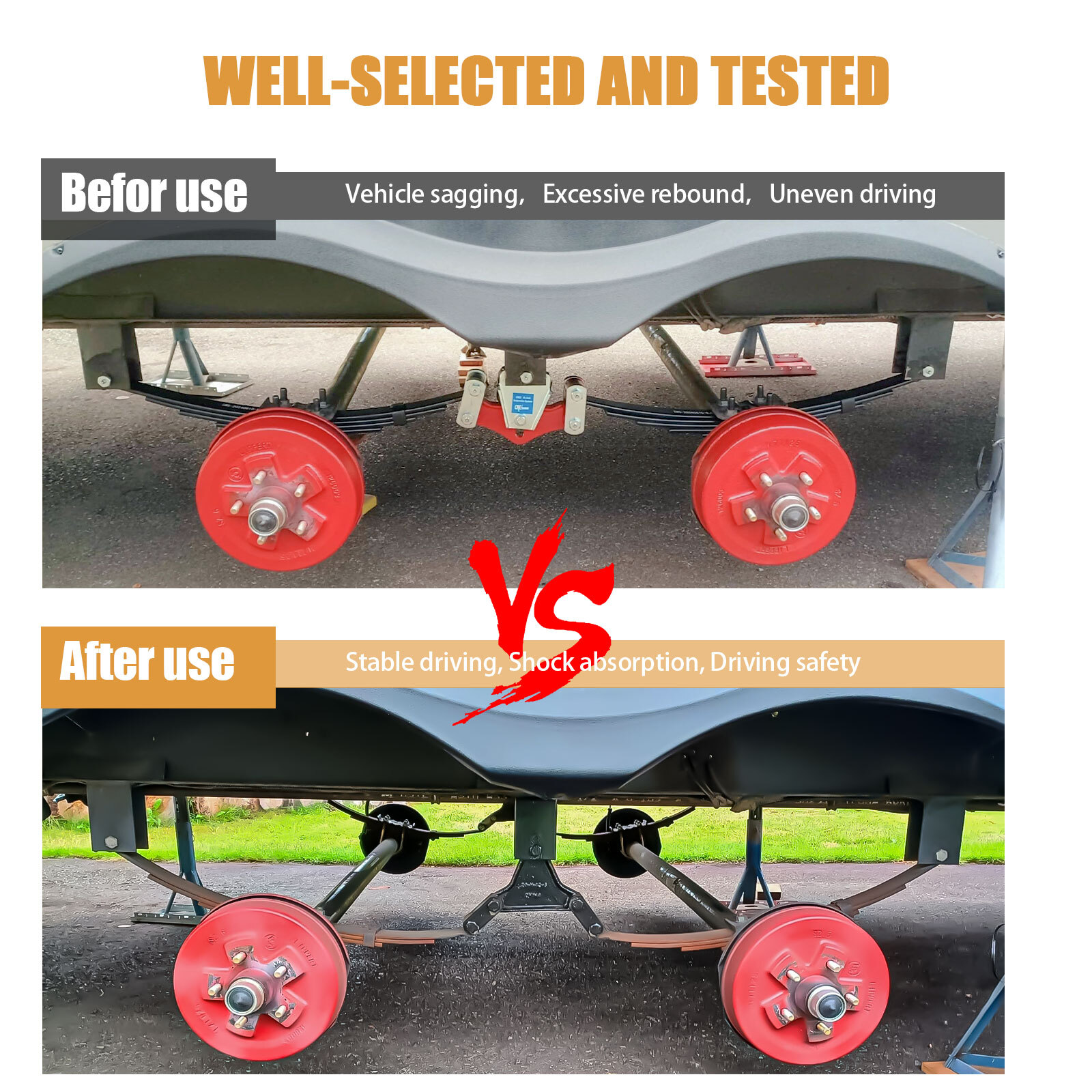 For 6000lb 6K Tandem Trailer Axle Suspension 5 Leaf Springs U-bolt + Hanger Kit