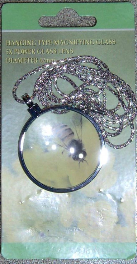 rOund Magnifying Glass Pendant magnifier Reader Necklace SILVER Chain 5x Loupe