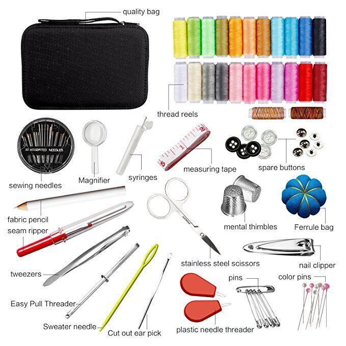 99Pcs Portable Sewing Box Kit Thread Stitches Needles Button Sewing Starter Kits