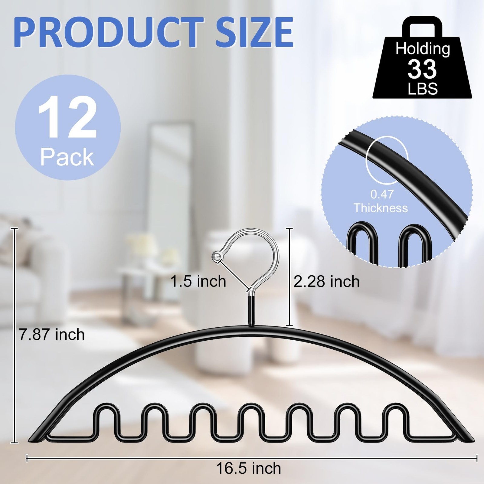 Sweater Hangers No Shoulder Bump, 12 Pack Clothes Hangers Non Slip Heavy Duty...