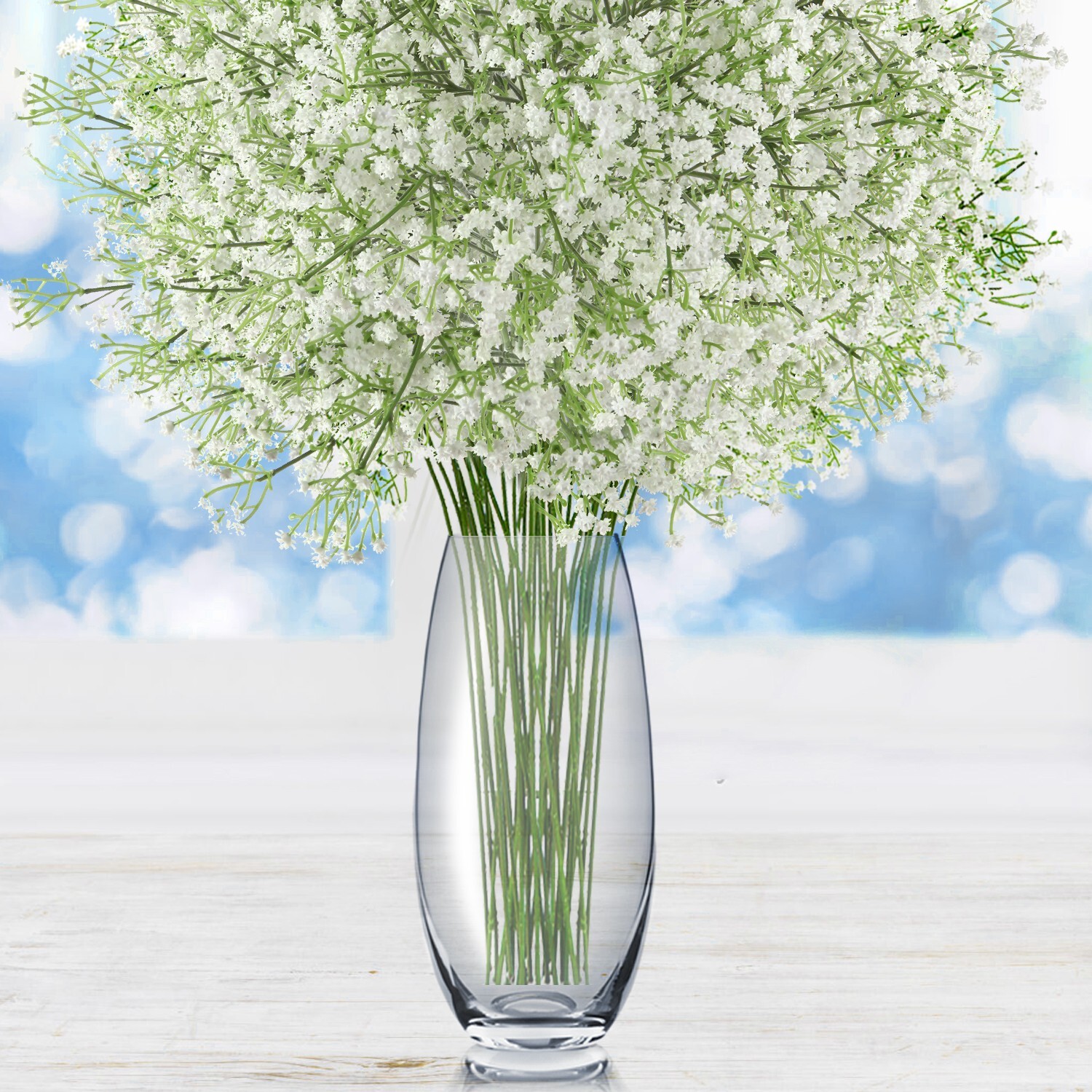 EZFLOWERY 12 Pcs Artificial Baby Breath Flowers, Gypsophila Real Touch, White