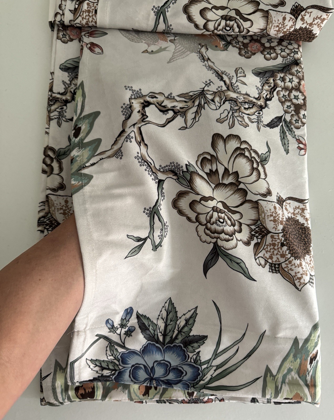 CALLISTO Window Curtains 2 Panels 38” X 84" Peacock Birds Drapers Back Top Ivory