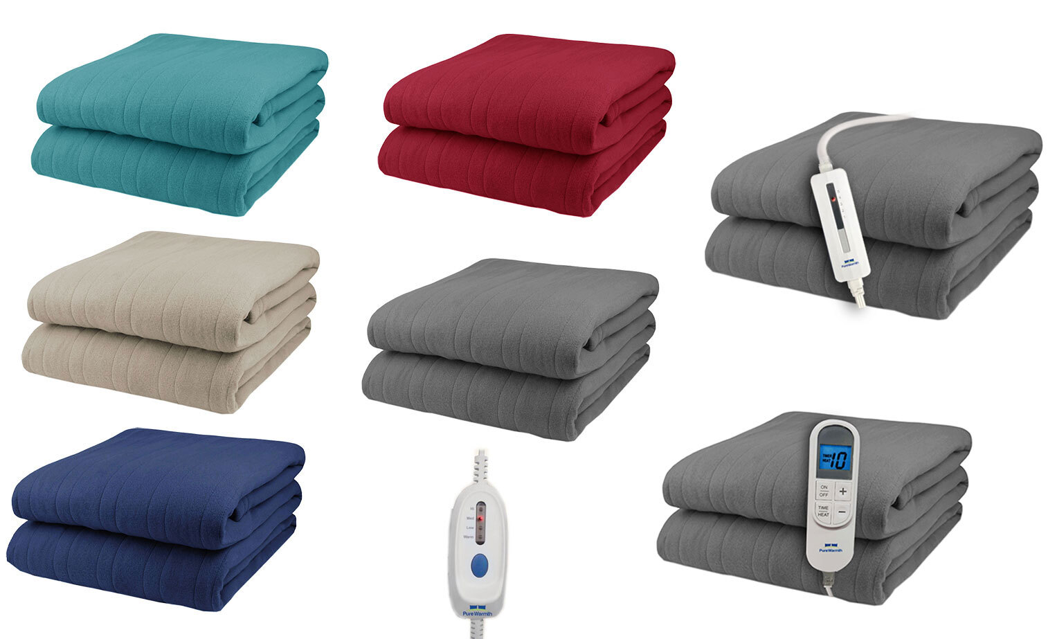 Pure Warmth Solid Flannel Electric Heated Warming Blanket