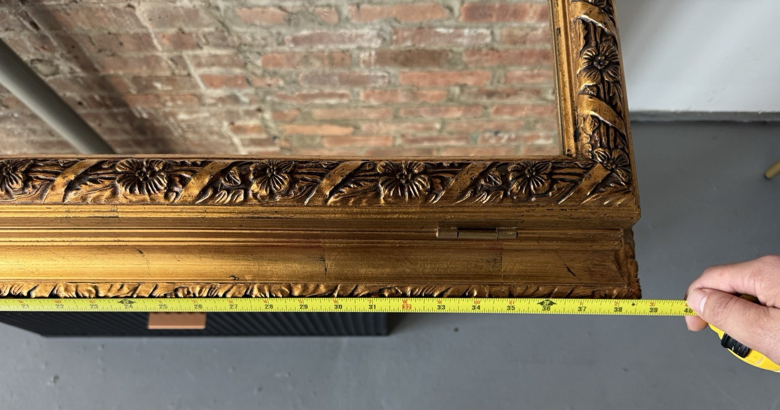 Antique Gold Solid Wooden Medicine Cabinet Glass Mirror 18x38x5 inches