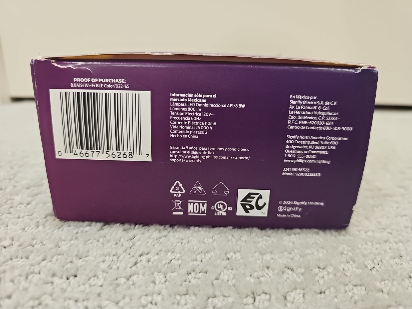 2 PACK Philips Wiz LED Wi-Fi Smart Bulb Full Color 60W REPLACEMENT 2 BULBS LB27