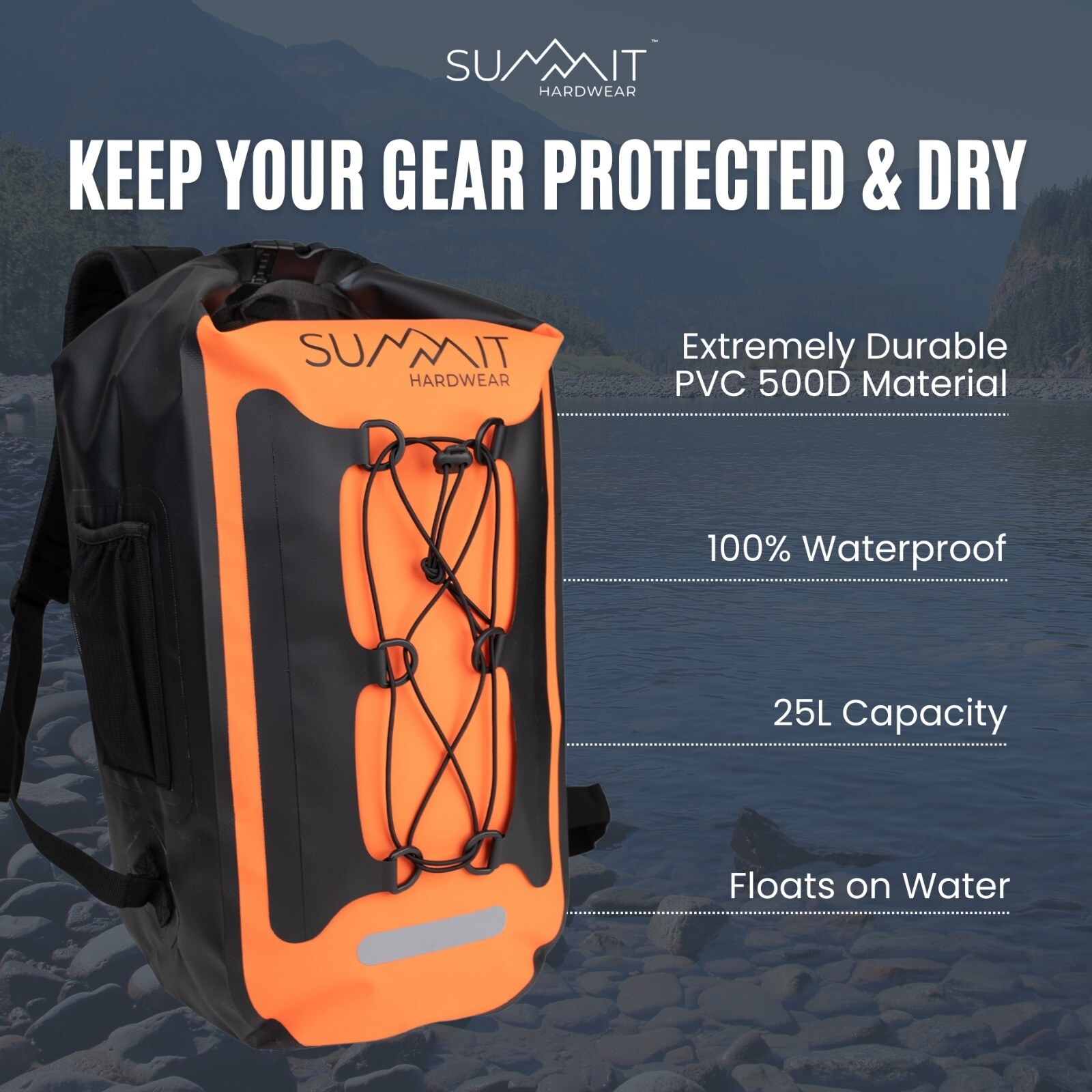 Summit Waterproof Dry Bag - Roll Top Waterproof Backpack, Water Proof Phone case