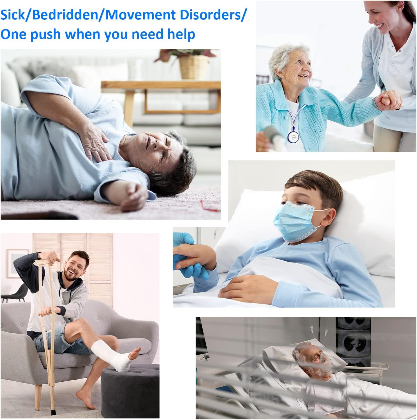 Caregiver Pager, Wireless Call Button for Seniors/Elderly at Home, 2 SOS Button