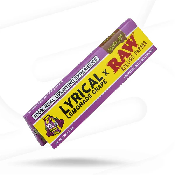 🍇 5 X RAW LYRICAL LEMONADE GRAPE KING SIZE WIDE ORGANIC HEMP ROLLING PAPERS 🍇