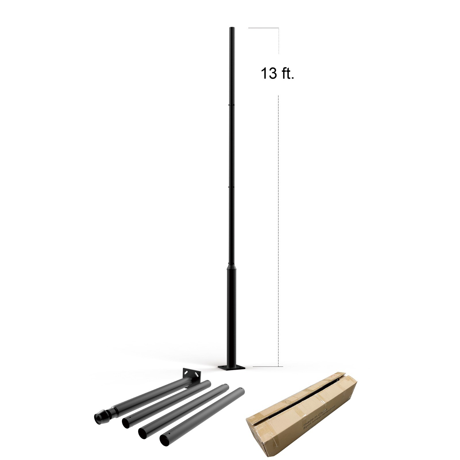 10ft 13 ft. Extendable Black Outdoor Universal Light Pole Corrosion-resistant