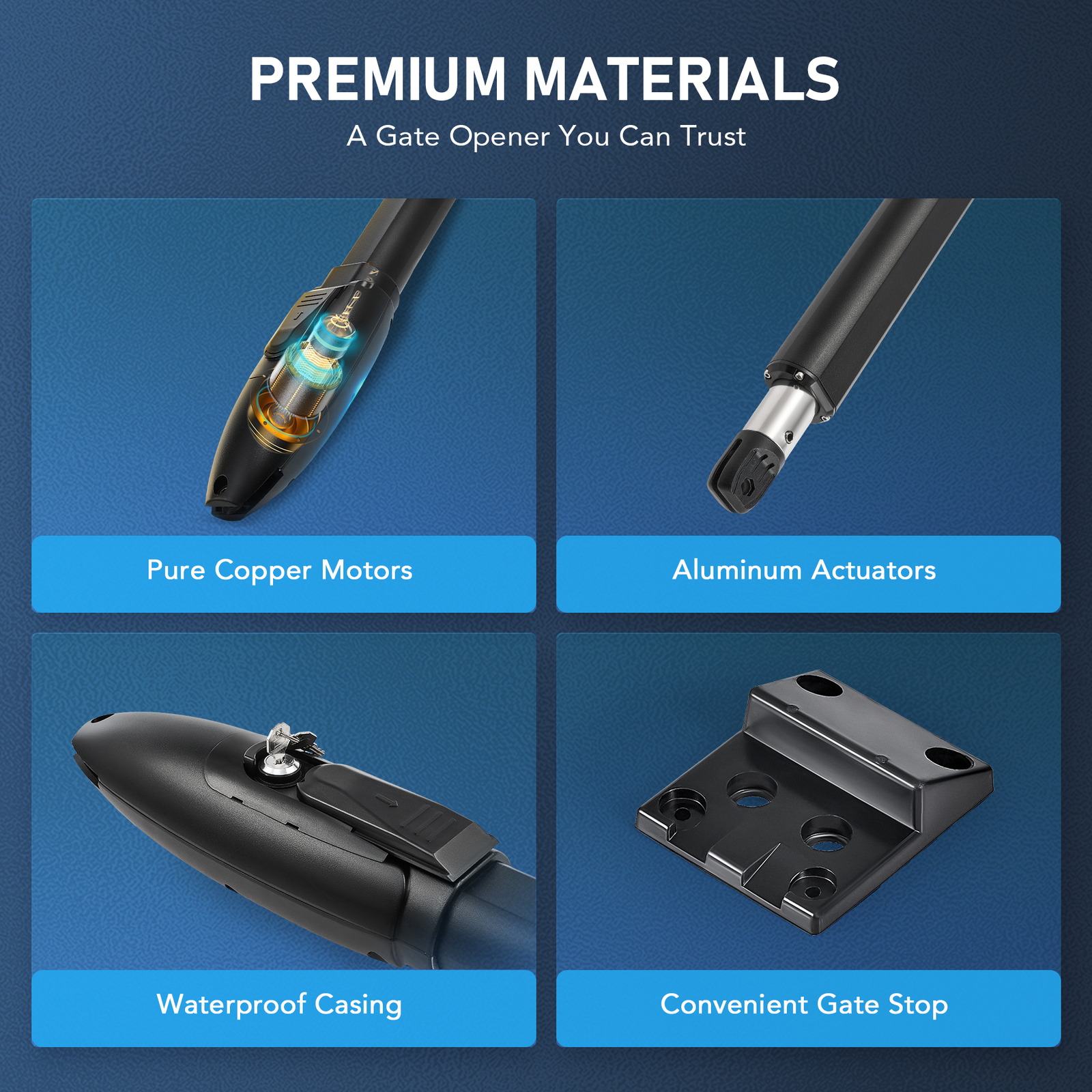 CO-Z Solar Powered Dual Swing Gate Opener for 660lb Home Driveway Garage Gates