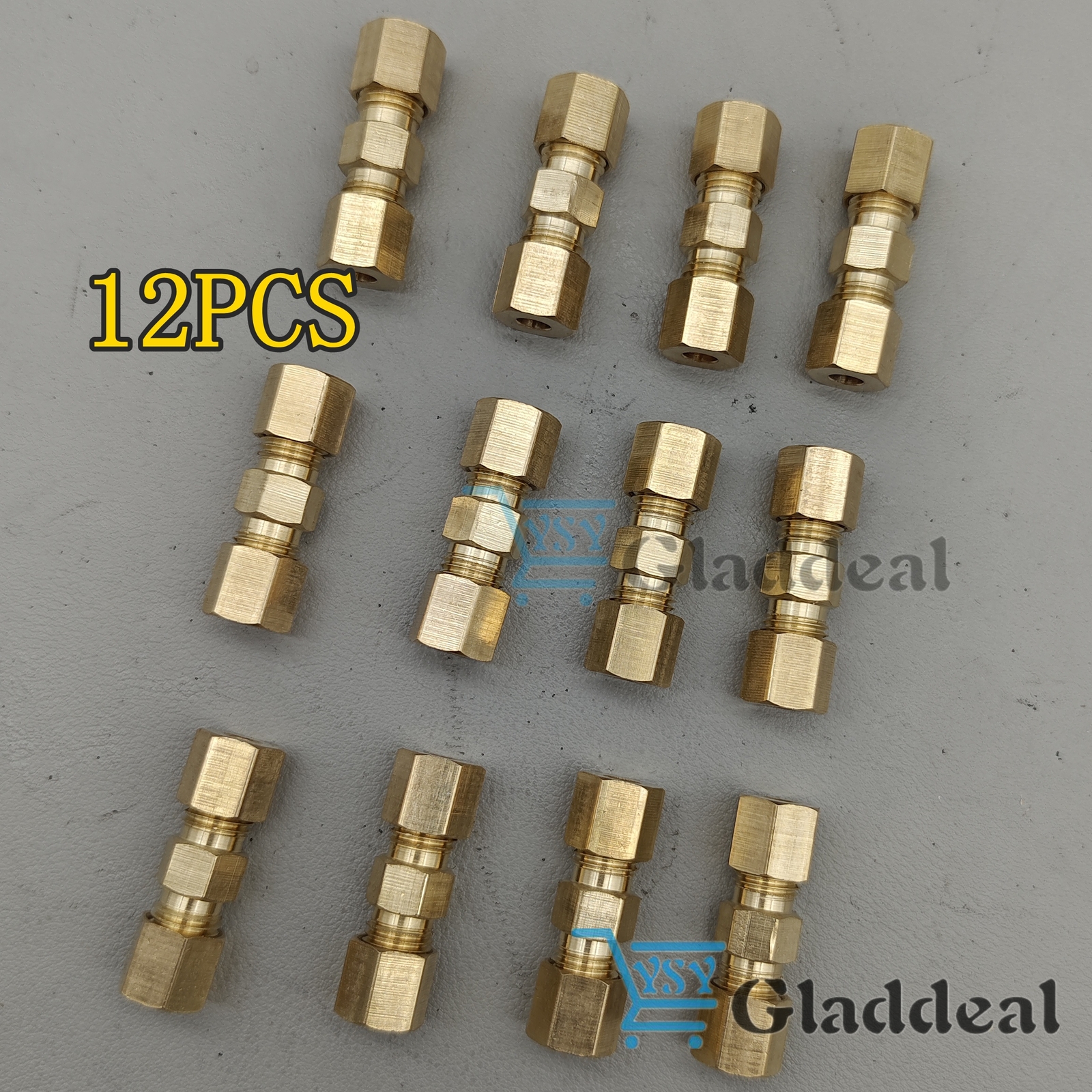 12X Straight Brass Brake Line Inverted Compression Fitting Unions For 3/16" Tube