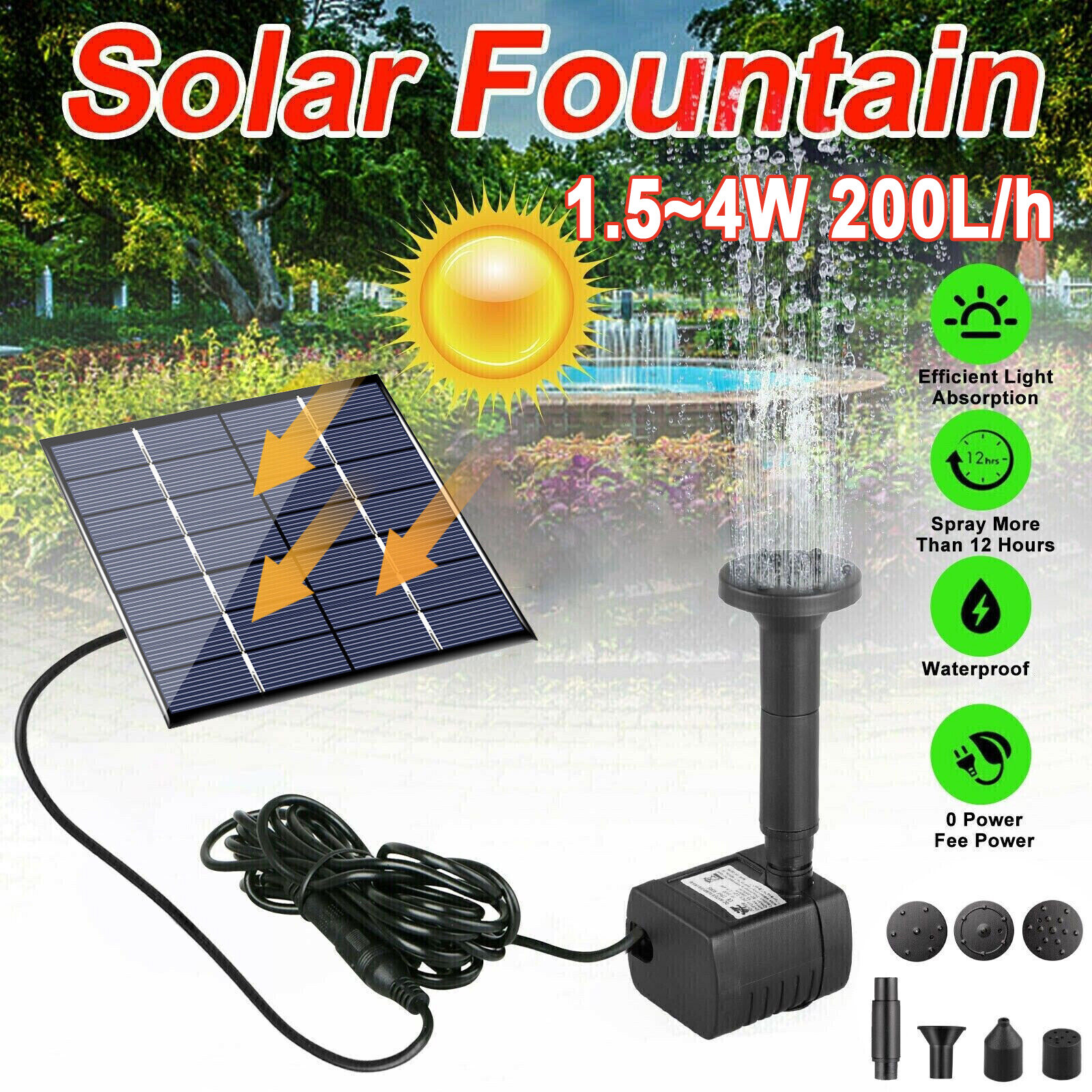 Solar Power Fountain Floating Water Pump for Bird Bath Pond