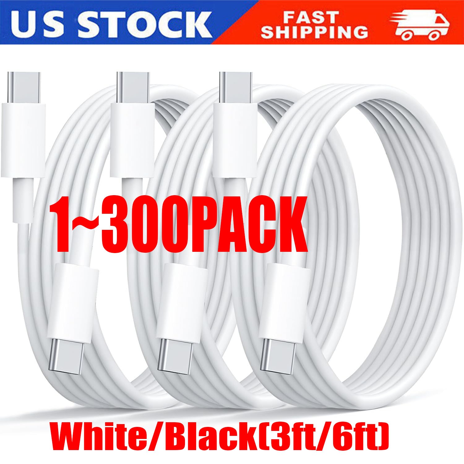 USB-C to USB C Type-C Fast Charging Data SYNC Charger Cable Cord 3/6/10FT lot