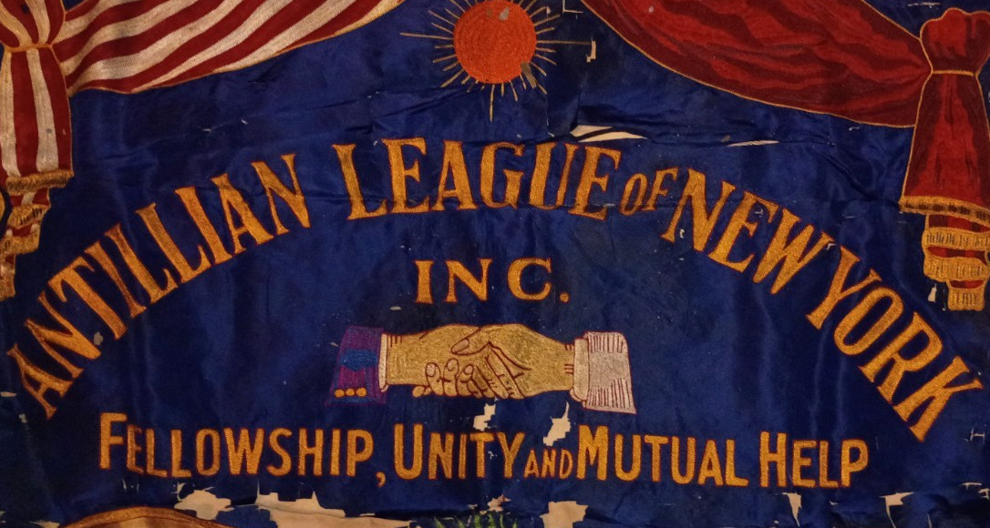 C1920 NY Afro-Caribbean Fraternal/Mutual Aid Society Banner~The Antillean League