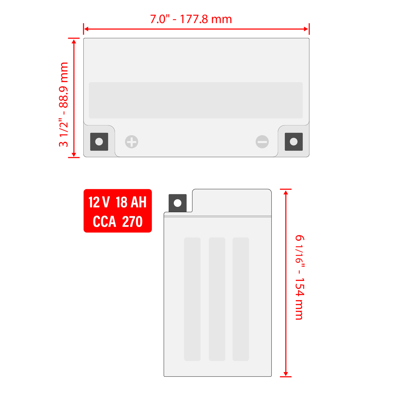 Caltric YTX20H-BS AGM Battery for Yamaha 12V / 18AH / CCA 270