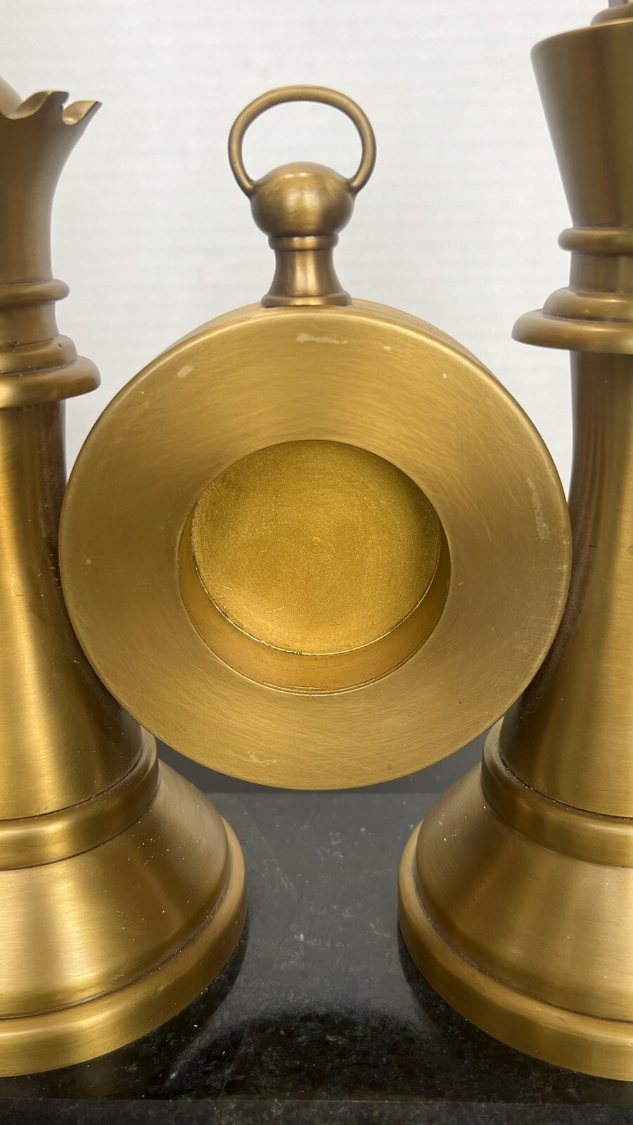 Maitland Smith CHESS SET Mantle Shelf Desk Clock with Marble Base King Queen