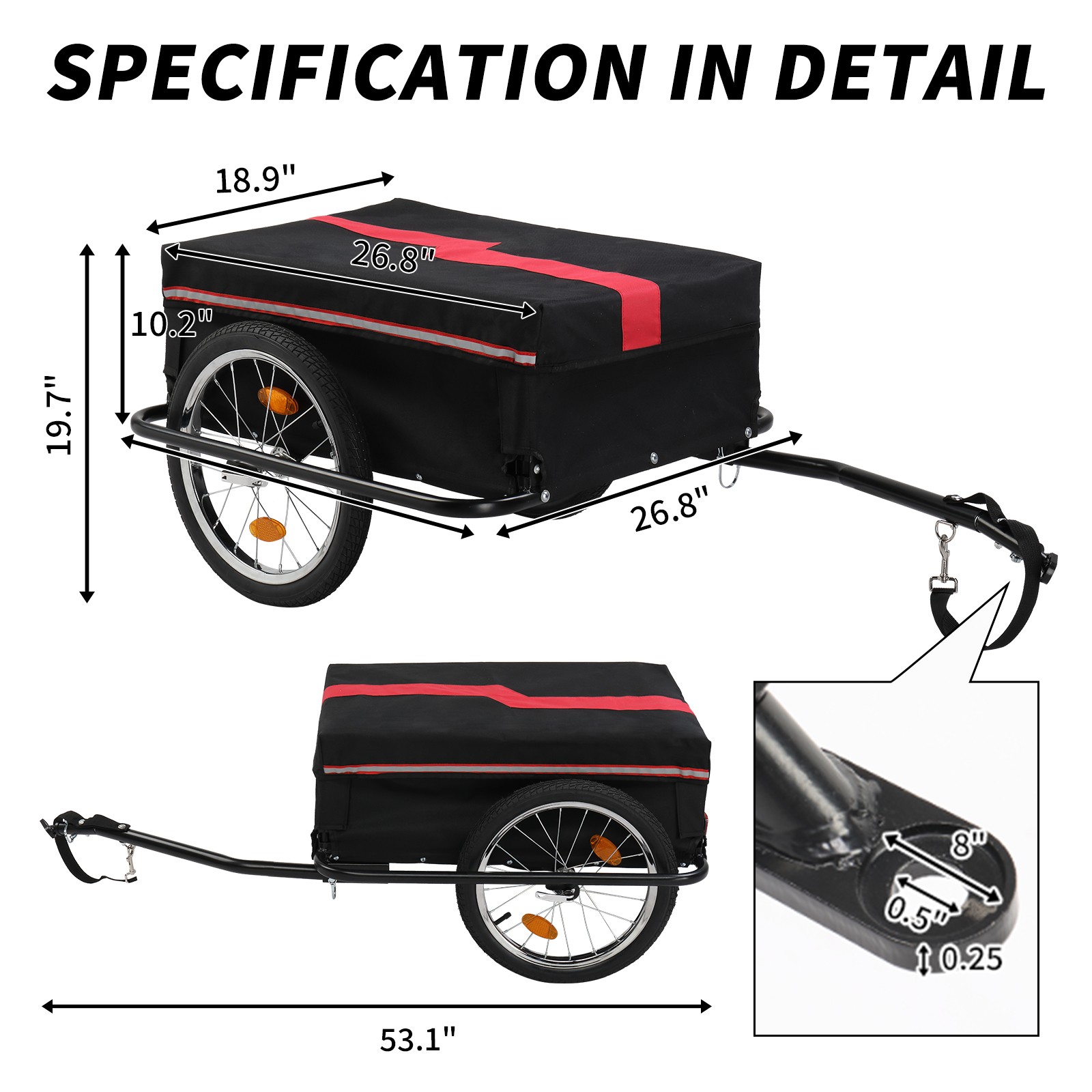 Bike Cargo Trailer Foldable Bicycle Cart Bike Wagon Trailer w/ Universal Hitch