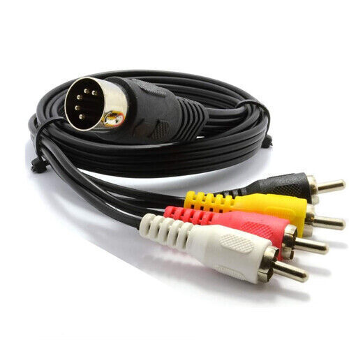 TV AV Audio Video DIN RCA 5FT Cable For Commodore 64 Atari TI-99/4A Spectravideo