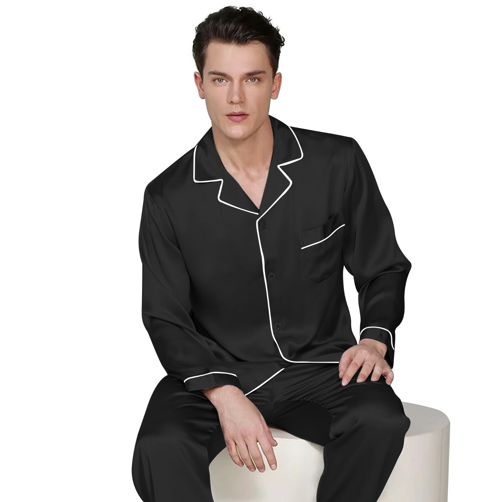 Mens Silk Satin Pajama Set - Top and Bottom ** Great Gift Idea **