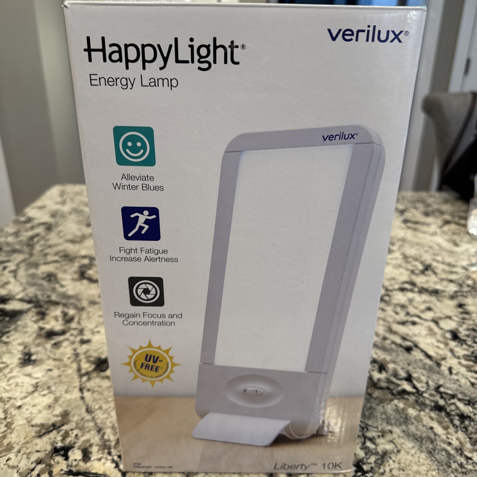 Verilux HappyLight Full-Size - UV-Free Therapy Lamp, Bright White Light with ...