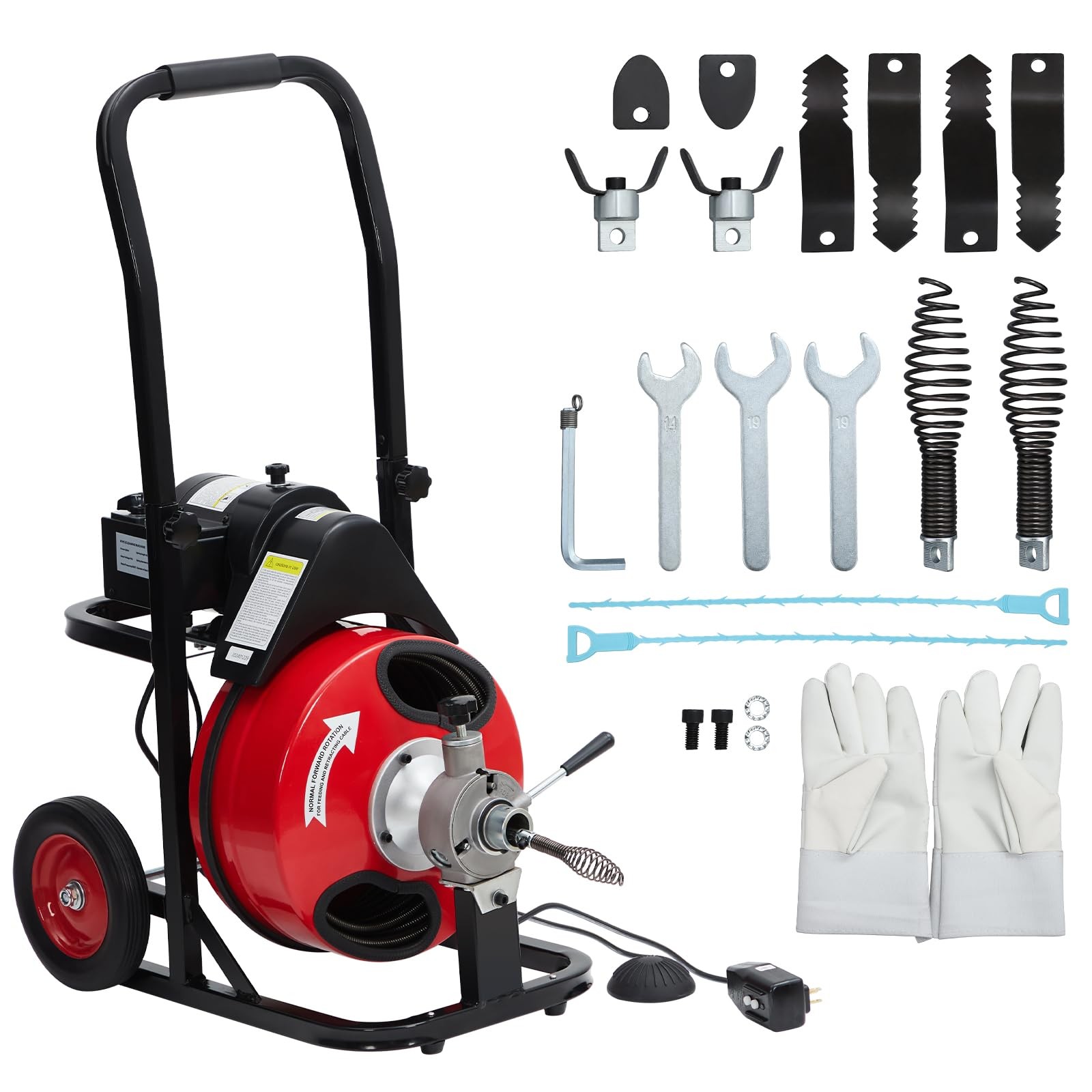 100 FT x 1/2" Drain Cleaner Electric Sewer Snake Cleaning Machine 110V w/ Gloves