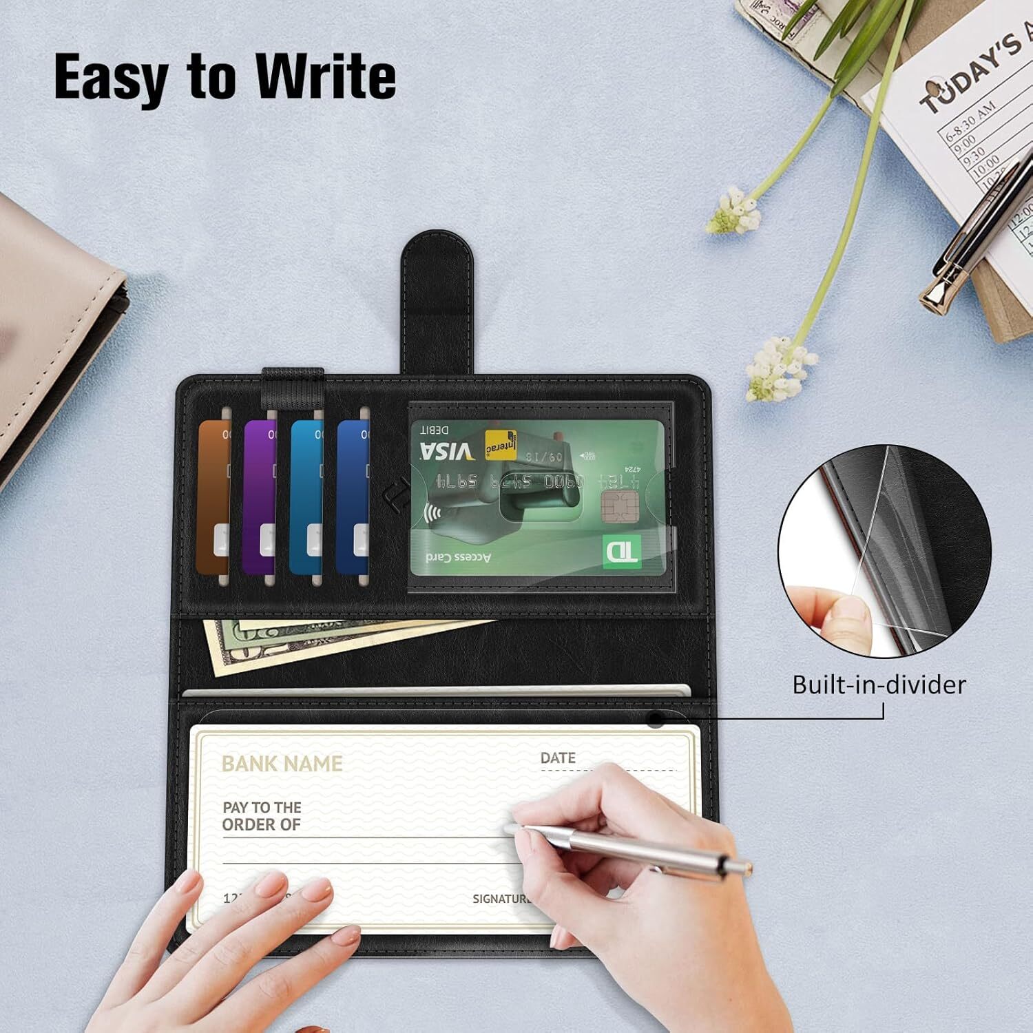 RFID Blocking Checkbook Cover for Personal Checkbook Big Capacity Standard Cover