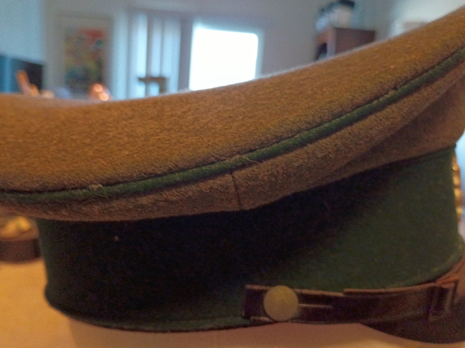 World War 2 German Customs NCO Enlisted Visor hat cap with bug bites misshaped