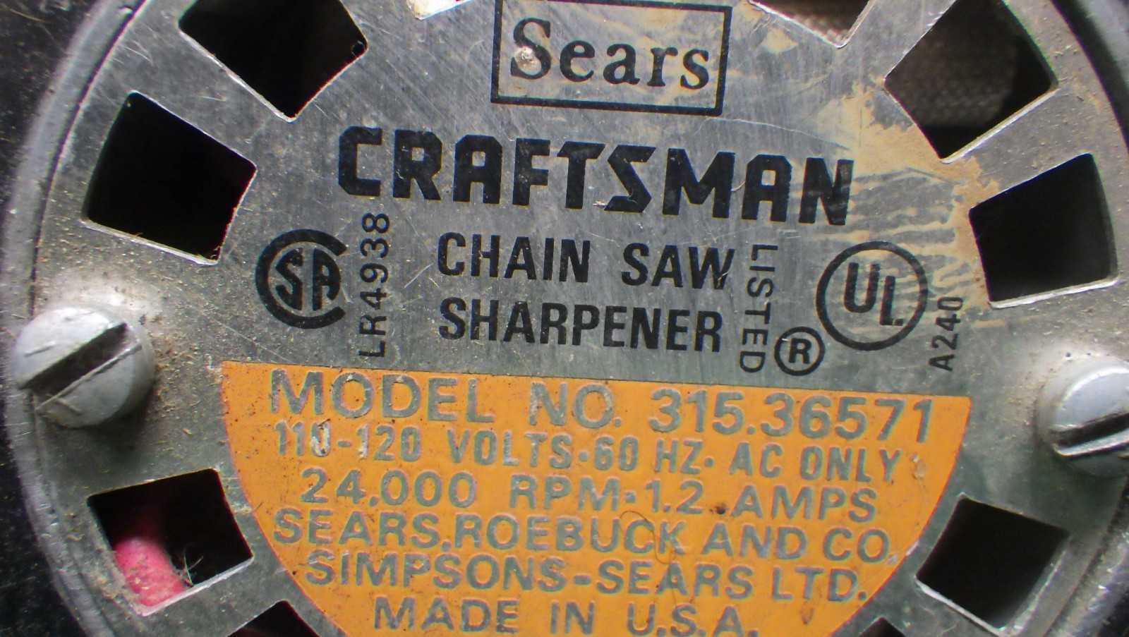 Vintage Craftsman Electric Rotary Tool/Die Grinder/Chainsaw Sharpener 32-36571