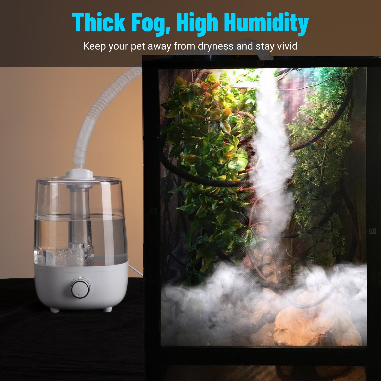 Reptile Humidifiers Fogger Mist 4L Large Tank Amphibians Terrarium Extended Hose