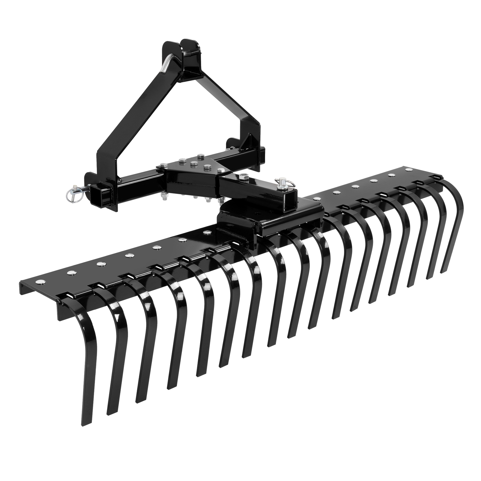 For Category-0 Tractor Hookup 5 FT Black 3-Point Landscape Rake Grass Comb