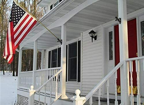 Two-Position Flag Pole Holder Heavy Duty Mounting Bracket with Hard wares Black